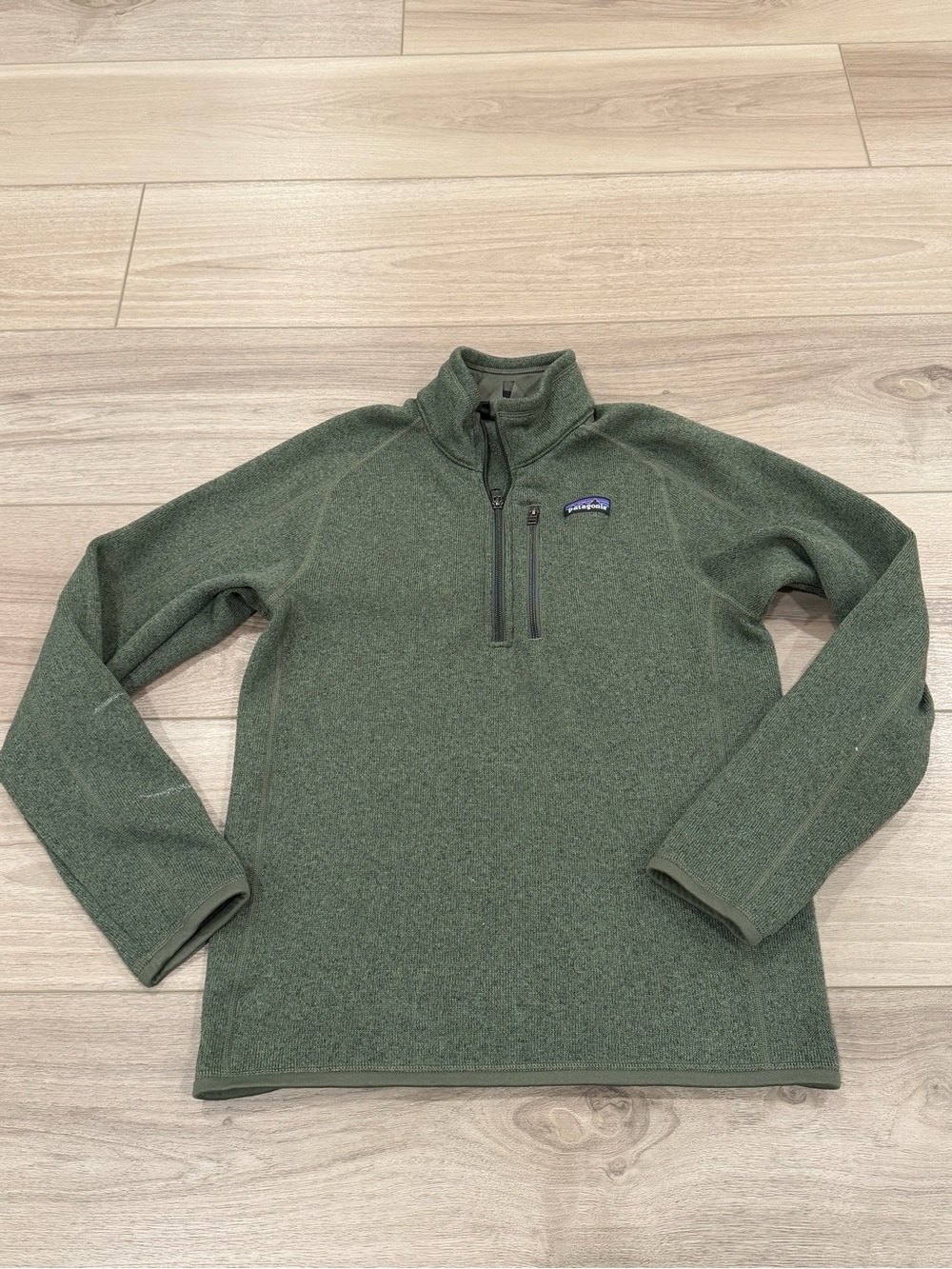 Patagonia Better Sweater Women Small 1/4 Zip Fleece Pullover Olive Green FLAWED